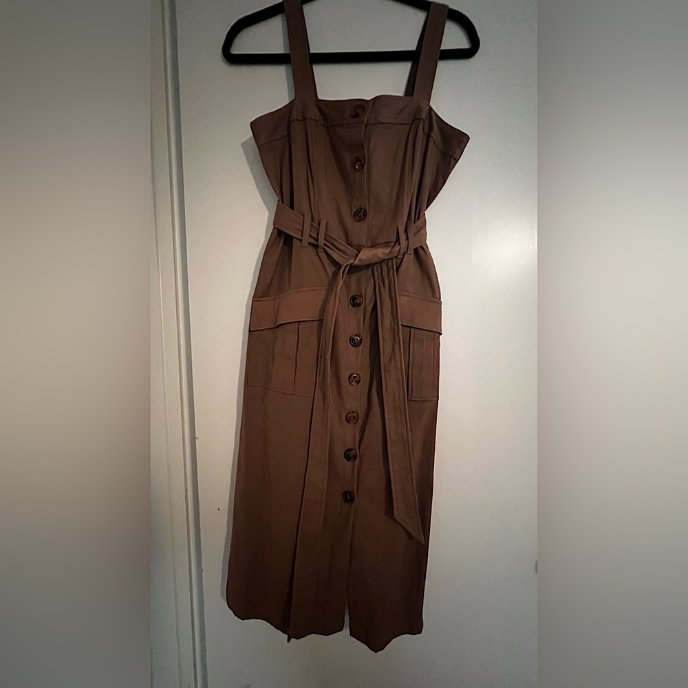 Melloday Dress Women's Small Sleeveless Stretch Belted Waist Front Buttons NEW